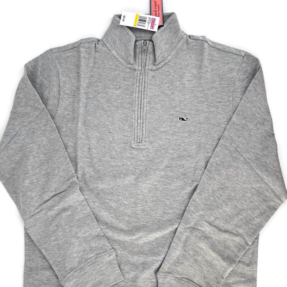 Vineyard Vines Mens M Solid Broadfield 1/2 Zip Heathered Gray
